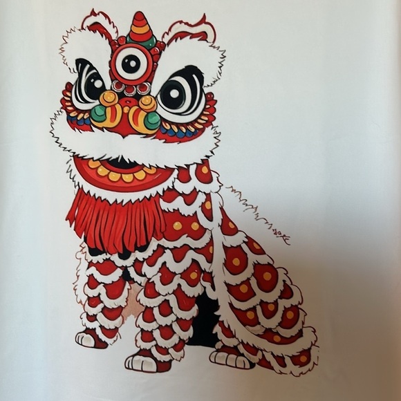 NWOT Chinese New Year dancing lion graphic tee Size L poly span blend - Picture 2 of 9